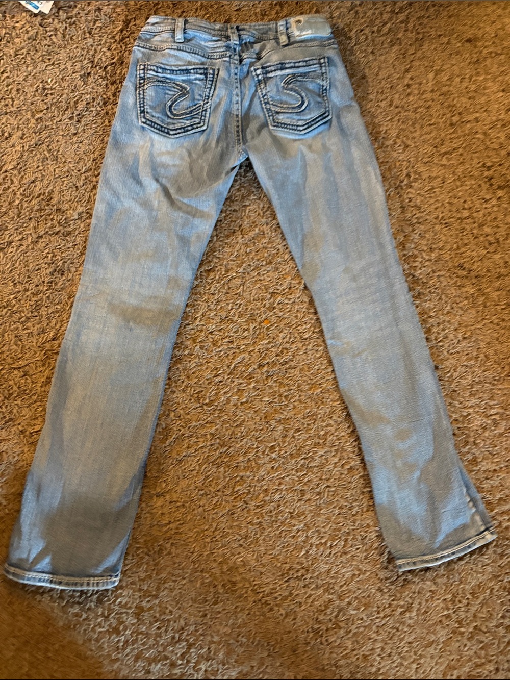 Silver Jeans Suki High Baby Boot Light Wash Denim Jeans W30 L33 Thick Stitch - Picture 4 of 5
